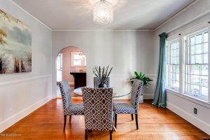Louisville Kentucky Home Staging, Louisville Kentucky Interior Designer, Louisville Kentucky Renovation Designer, Lexington Road, Residential Home Staging, Gleaming Hardwood Flooring, Stained Trim, Dining Room